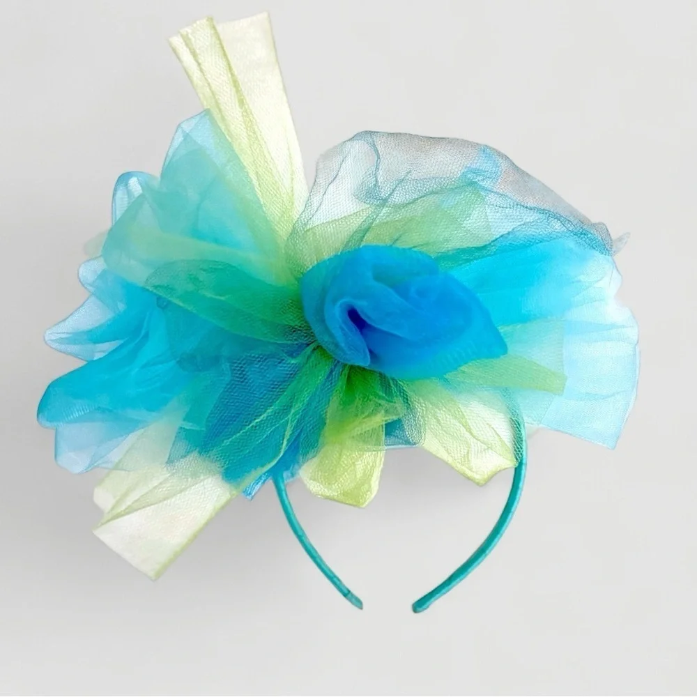 Handmade Peacock Costume Tulle Tutu Skirt and Fascinator – Girls Size 7 Dress-Up